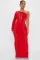 Fashionable One Shoulder Sleeve Burnt Flower Hollow Sexy Dress