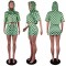 Fashion and Classic Checker Printed Hooded Short Skirt Set Two Piece Set