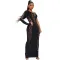 Fashionable One Shoulder Sleeve Burnt Flower Hollow Sexy Dress