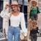 Fashion Casual Round Neck Solid Fit Ruffle Sleeve Top T-shirt