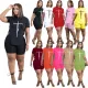 Casual side slit machine eye strap letter printed sports set