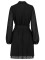 Fashionable waist tied long sleeved V-neck perspective dress