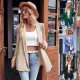 Fashionable solid color mid length cardigan shirt