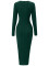 Fashion Casual Hanging Neck Long Sleeve Split Solid Color Dress