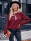 Fashionable solid color standing collar lace long sleeved top