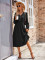 Fashionable V-neck waistband solid color mid length dress