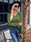 Fashion casual V-neck long sleeved solid color slim fitting top