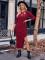 Fashion Casual Hanging Neck Long Sleeve Split Solid Color Dress