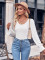 Fashion Casual Round Neck Solid Fit Ruffle Sleeve Top T-shirt