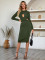 Fashionable casual solid color waist cut out dress