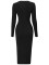 Fashion casual V-neck hollowed out long sleeved slit dress