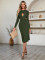 Fashionable casual solid color waist cut out dress