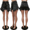 Fashion fake two-piece elastic waist denim short skirt pants