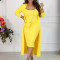Fashion Large Casual Solid Color Sling Dress Long Two Piece Set