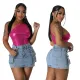 Sexy Slim Fit Denim Mini Skirt Wrapped Hip Skirt