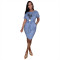 Slim fit sexy women's fashion lace up printed dress
