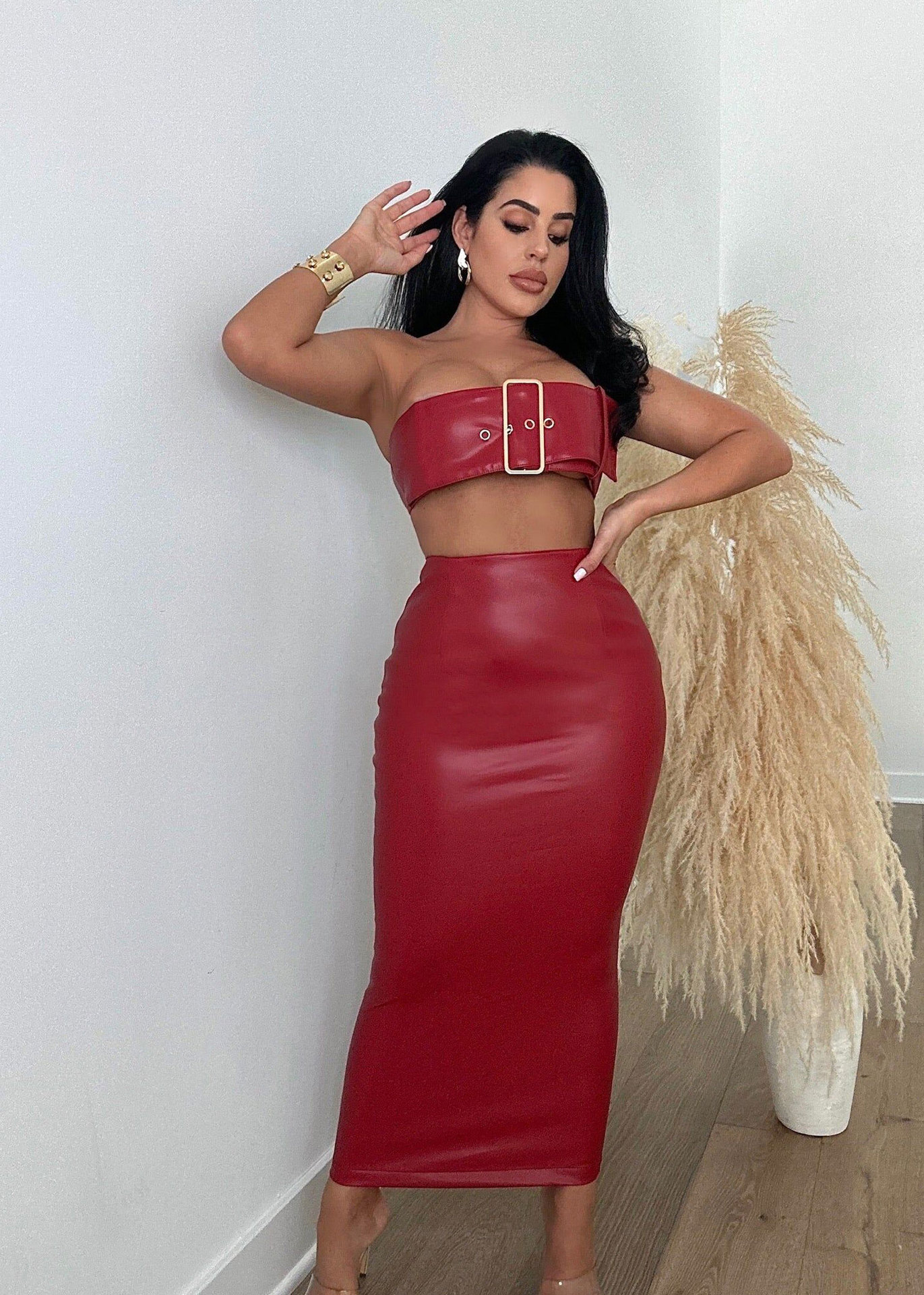 Edgy Sexy Hip-Wrapping High-Slit Skirt