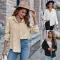 Fashion lapel single breasted loose fitting long sleeved shirt