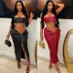 Sexy Large Leather Metal Buckle Tight Wrap Hip Skirt Set