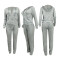 Fashion casual silver fox down cardigan two-piece set