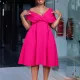 Fashionable V-neck sexy tie up dress