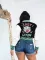 Autumn/Winter Long Sleeve Printed Thread Spliced Single breasted Baseball Coat