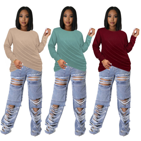 Fashion casual pleated oversized top