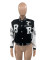 Double layered threaded lining with embroidered elastic PU button buckle baseball jacket clip