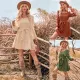 Fashionable U-neck waistband long sleeved dress