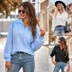 Fashion casual lapel loose knit top
