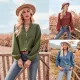 Fashion V-neck button embellishment long sleeved top