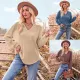 Fashion V-neck Casual Slim Fit Long Sleeve Pocket Top