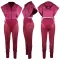 Sexy Hooded Zipper Top Polyester Mesh Pants Set