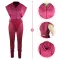 Sexy Hooded Zipper Top Polyester Mesh Pants Set