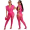 Sexy Hooded Zipper Top Polyester Mesh Pants Set
