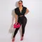 Sexy Hooded Zipper Top Polyester Mesh Pants Set