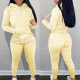 Fashion Solid Color Top Slim Fit Pants Casual Two Piece Set