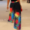 Fashionable large color inkjet printed casual wide leg pants