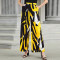 Fashion casual high waisted contrast printed wide leg pants