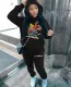 Fashionable large plush hoodie sweater two-piece set