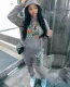 Fashionable large plush hoodie sweater two-piece set