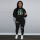 Fashionable large plush hoodie sweater two-piece set