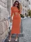 Fashion casual round neck slim cut out dress