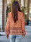 Fashion printed V-neck loose fitting hot selling long sleeved top