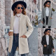 Fashionable cardigan stand collar solid color medium jacket