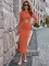 Fashion casual round neck slim cut out dress
