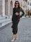 Fashion casual round neck slim cut out dress