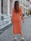 Fashion casual round neck slim cut out dress