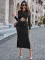 Fashion casual round neck slim cut out dress