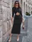 Fashion casual round neck slim cut out dress